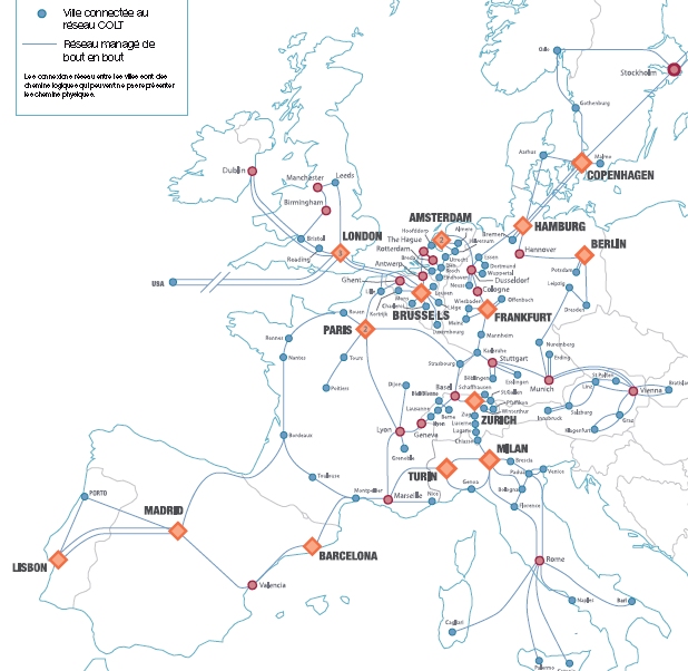 Colt Network Map Fibre Optique Colt Telecom